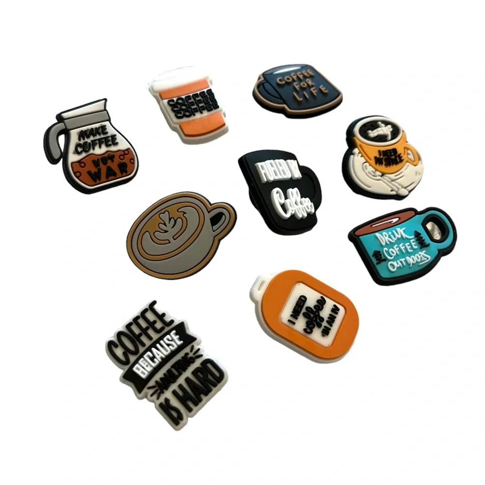 Coffee themed shoe/croc charm 9 piece bundle NEW - Picture 3 of 3